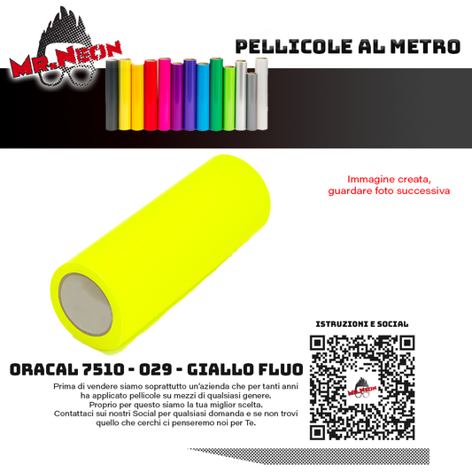 Pellicola adesiva Oracal 7510 Giallo Fluo 029  – Vinile adesivo a metraggio