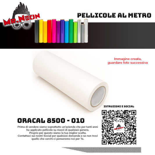 Pellicola adesiva Oracal 8500 Bianco 010  – Vinile adesivo a metraggio