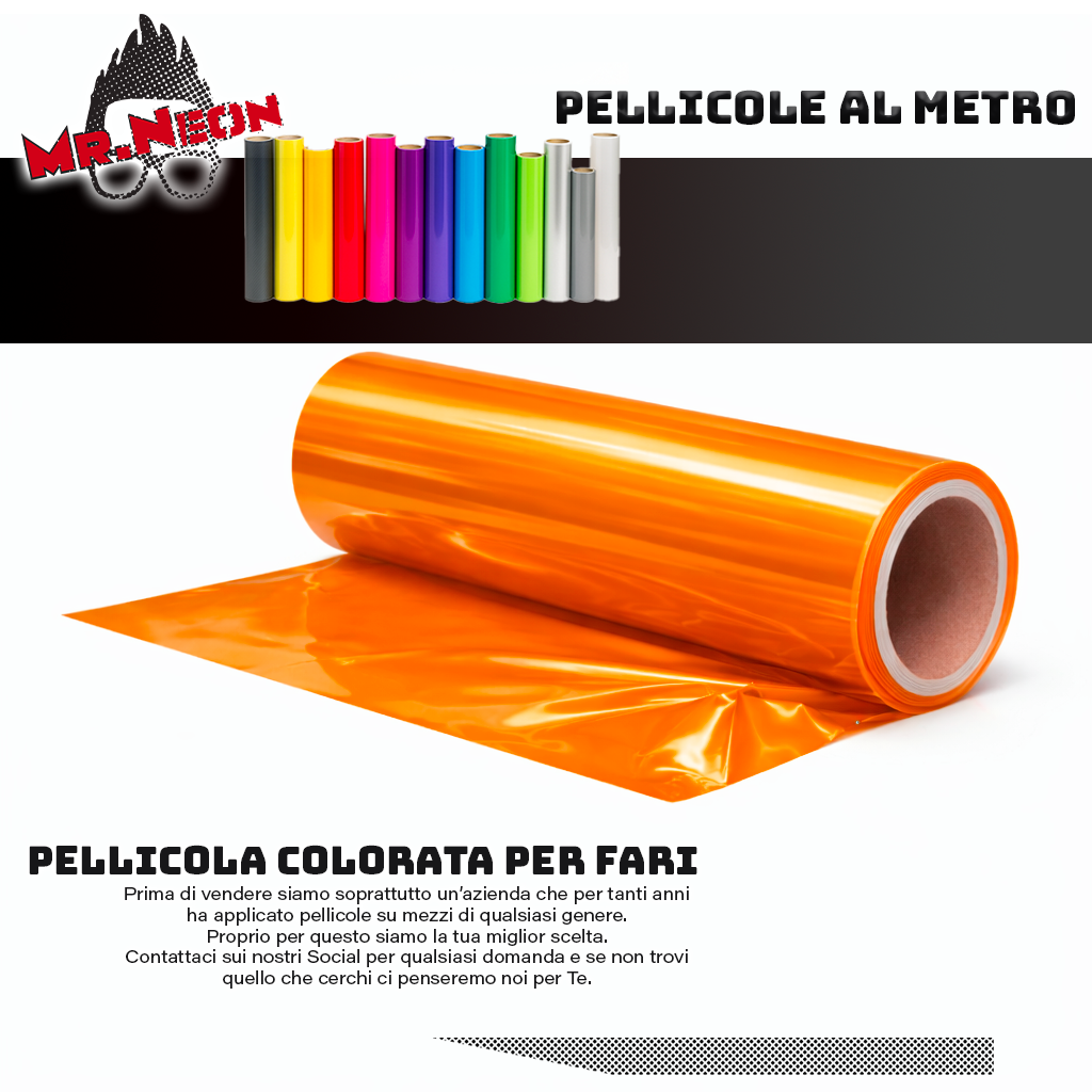 Pellicola Colorata per Fari Auto Arancione – Vendita a Metraggio | Mr.Neon