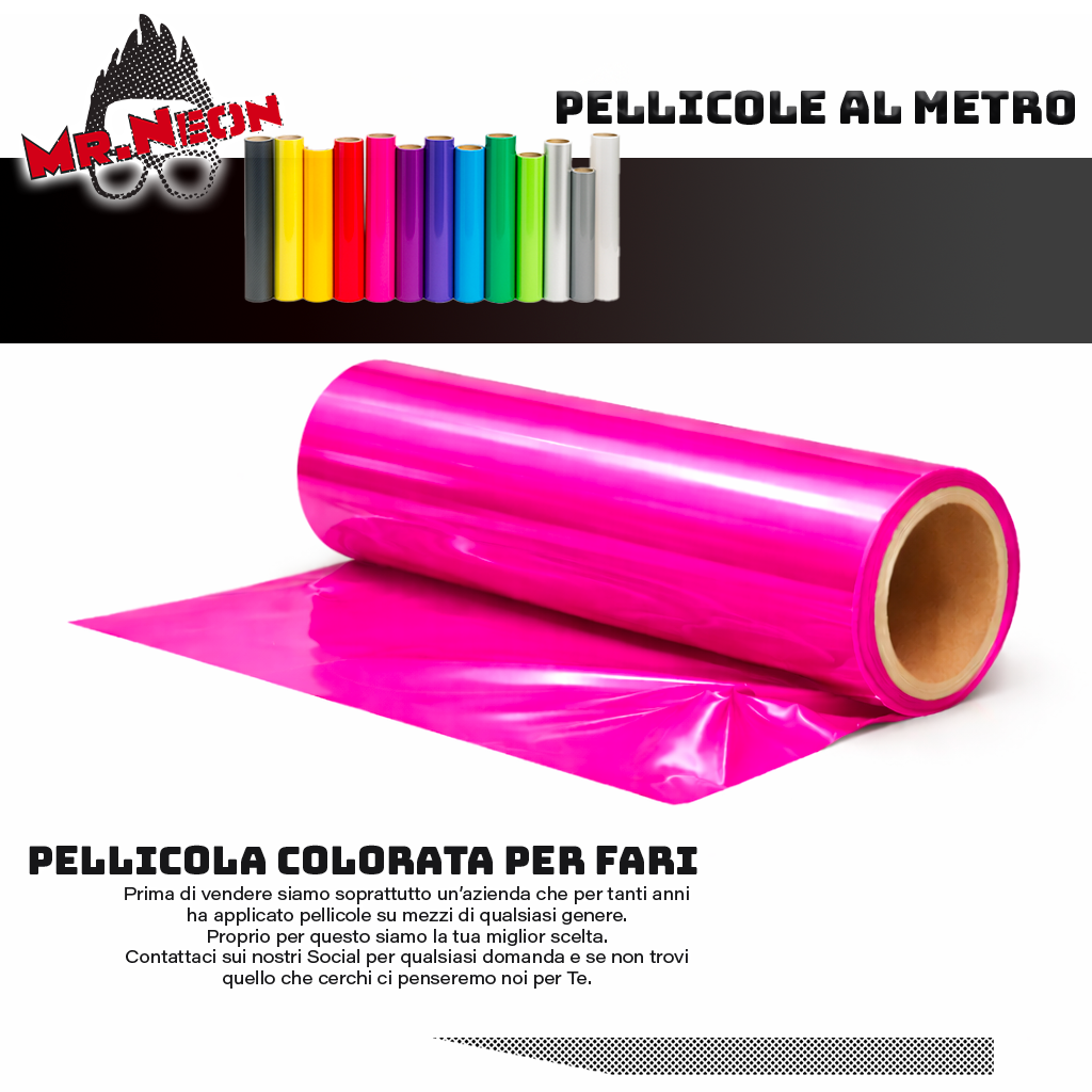 Pellicola Colorata per Fari Auto Fucsia – Vendita a Metraggio | Mr.Neon