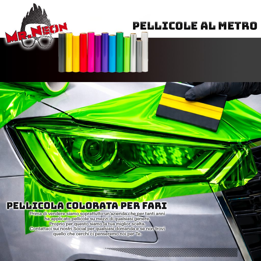 Pellicola Colorata per Fari Auto Verde – Vendita a Metraggio | Mr.Neon