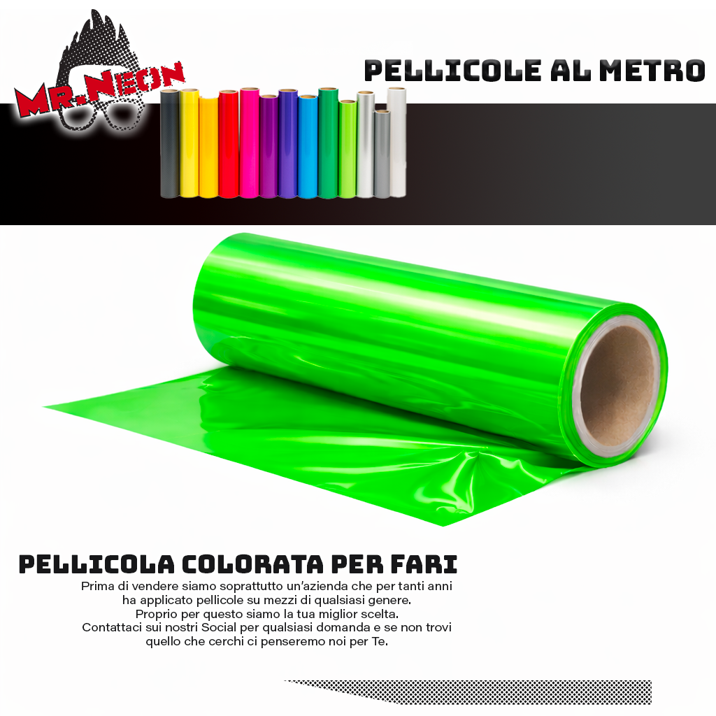 Pellicola Colorata per Fari Auto Verde – Vendita a Metraggio | Mr.Neon