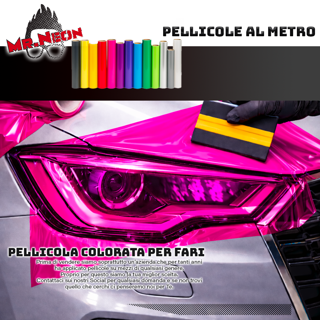 Pellicola Colorata per Fari Auto Fucsia – Vendita a Metraggio | Mr.Neon