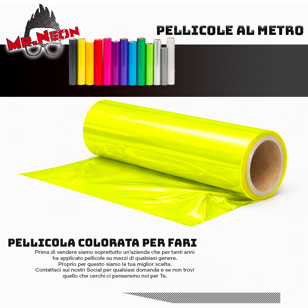 Pellicola Colorata per Fari Auto Giallo Fluo – Vendita a Metraggio | Mr.Neon