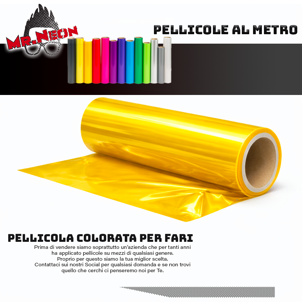 Pellicola Colorata per Fari Auto Giallo Oro – Vendita a Metraggio | Mr.Neon