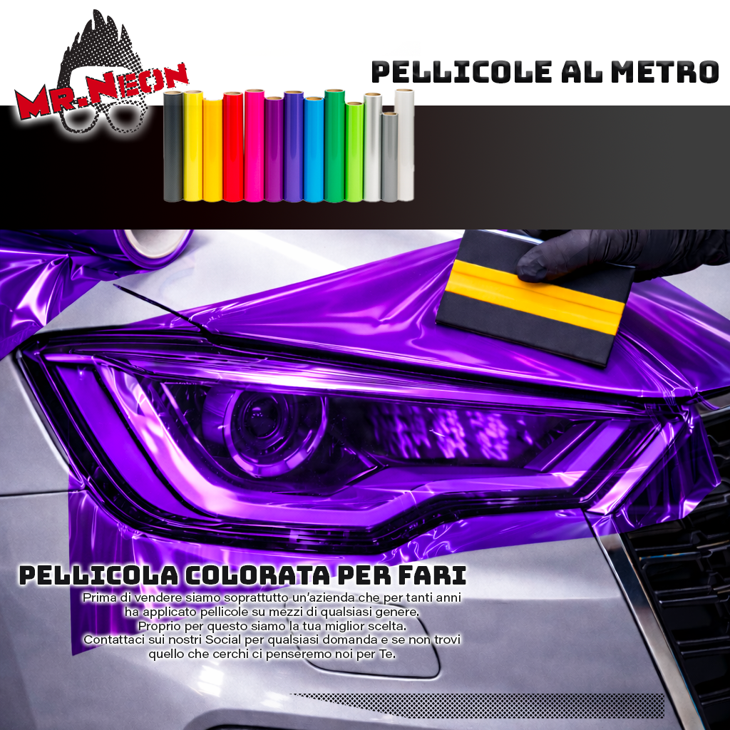 Pellicola Colorata per Fari Auto viola – Vendita a Metraggio | Mr.Neon