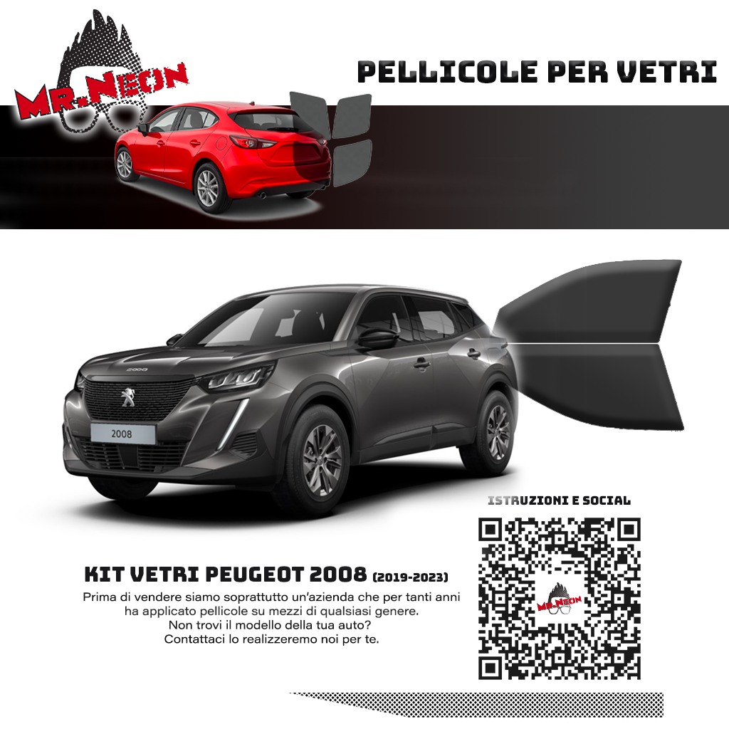 Kit Pellicole Oscuramento Vetri Anteriori Peugeot 2008 2019-2023 – Pretagliati