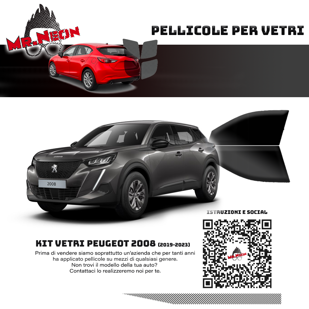 Kit Pellicole Oscuramento Vetri Anteriori Peugeot 2008 2019-2023 – Pretagliati