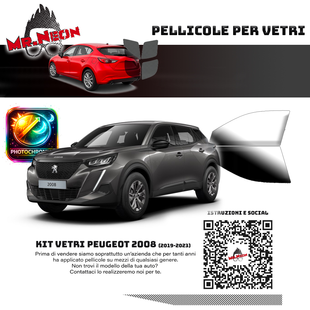 Kit Pellicole Oscuramento Vetri Anteriori Peugeot 2008 2019-2023 – Pretagliati