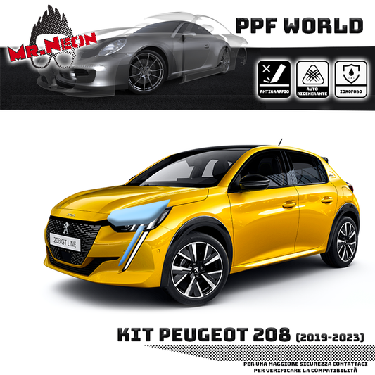 Kit Pellicola Protettiva Fari Peugeot 208 2019-2023 – PPF Trasparente o Fotocromatico Pretagliato