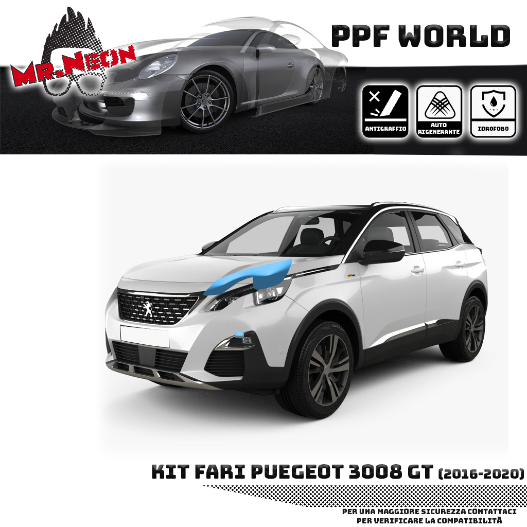 Kit Pellicola Protettiva Fari Peugeot 3008 2016-2020 – PPF Trasparente o Fotocromatico Pretagliato