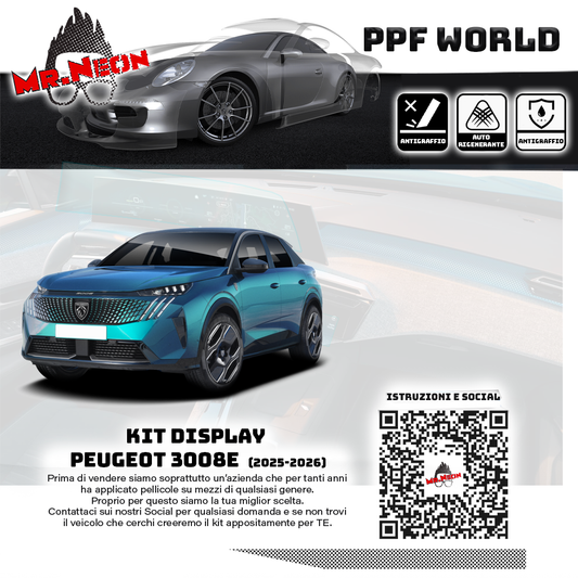 Kit Pellicola Protettiva Display compatibile con Peugeot 3008e 2025–2026 – PPF Pretagliato