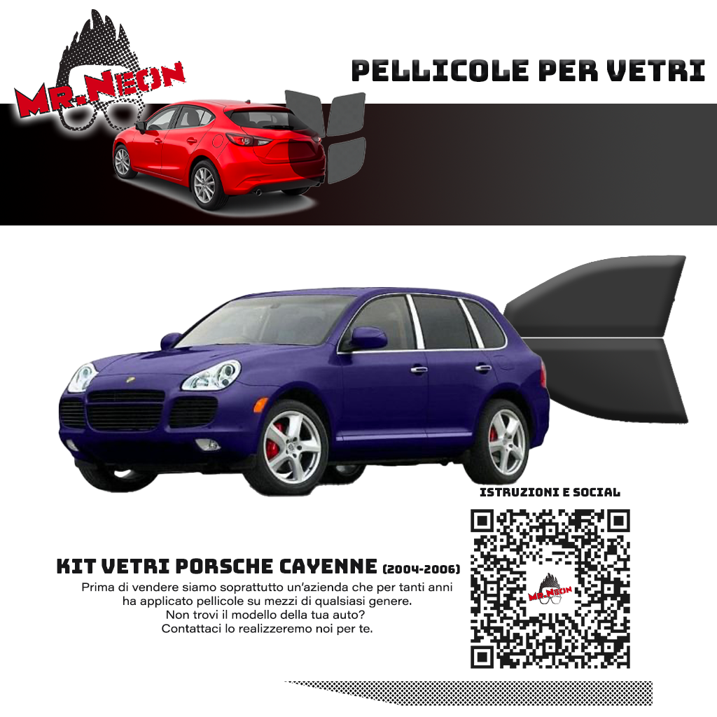 Kit Pellicole Oscuramento Vetri Anteriori Porsche Cayenne 2002-2006 – Pretagliati
