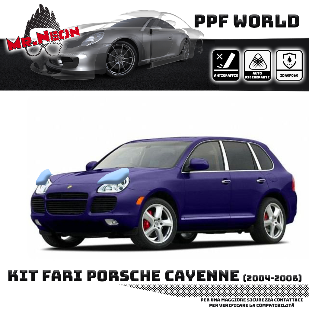Kit Pellicola Protettiva Fari Porsche Cayenne 2002-2006 – PPF Trasparente o Fotocromatico Pretagliato