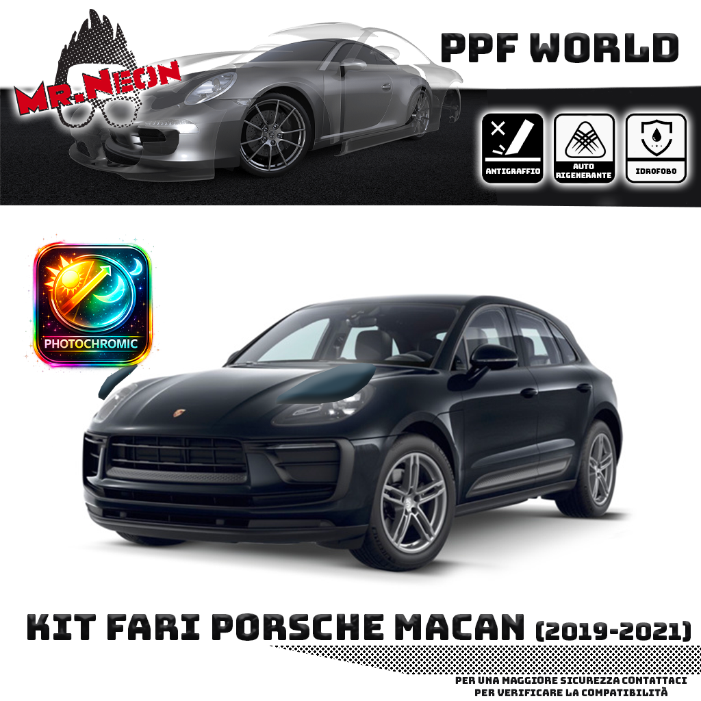 Kit PPF Fari Anteriori compatibile con Porsche Macan (2019–2021) – Pellicola Protettiva Pretagliata