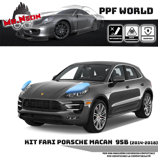 Kit Pellicola Protettiva Fari Porsche Macan 2014-2018 – PPF Trasparente o Fotocromatico Pretagliato