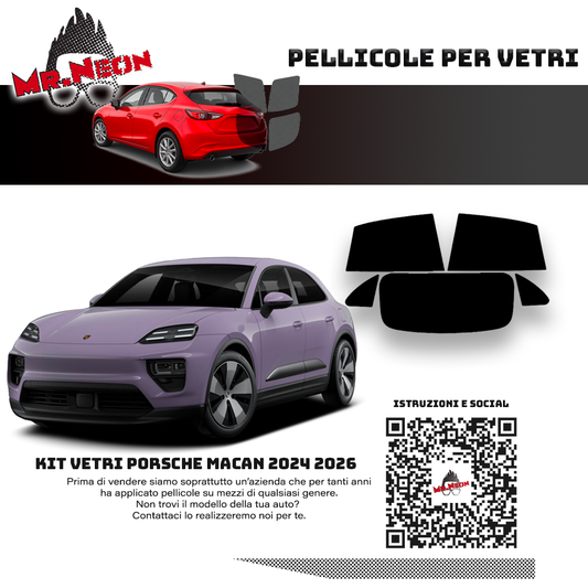 Kit Pellicola Oscurante Vetri Posteriori Compatibile con Porsche Macan Elettrica 2024–2026 – Pretagliato