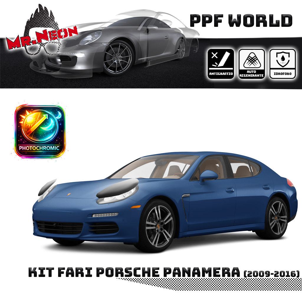 Kit Pellicola Protettiva Fari Porsche Panamera 970 (2009–2016) – PPF Trasparente o Fotocromatico Pretagliato