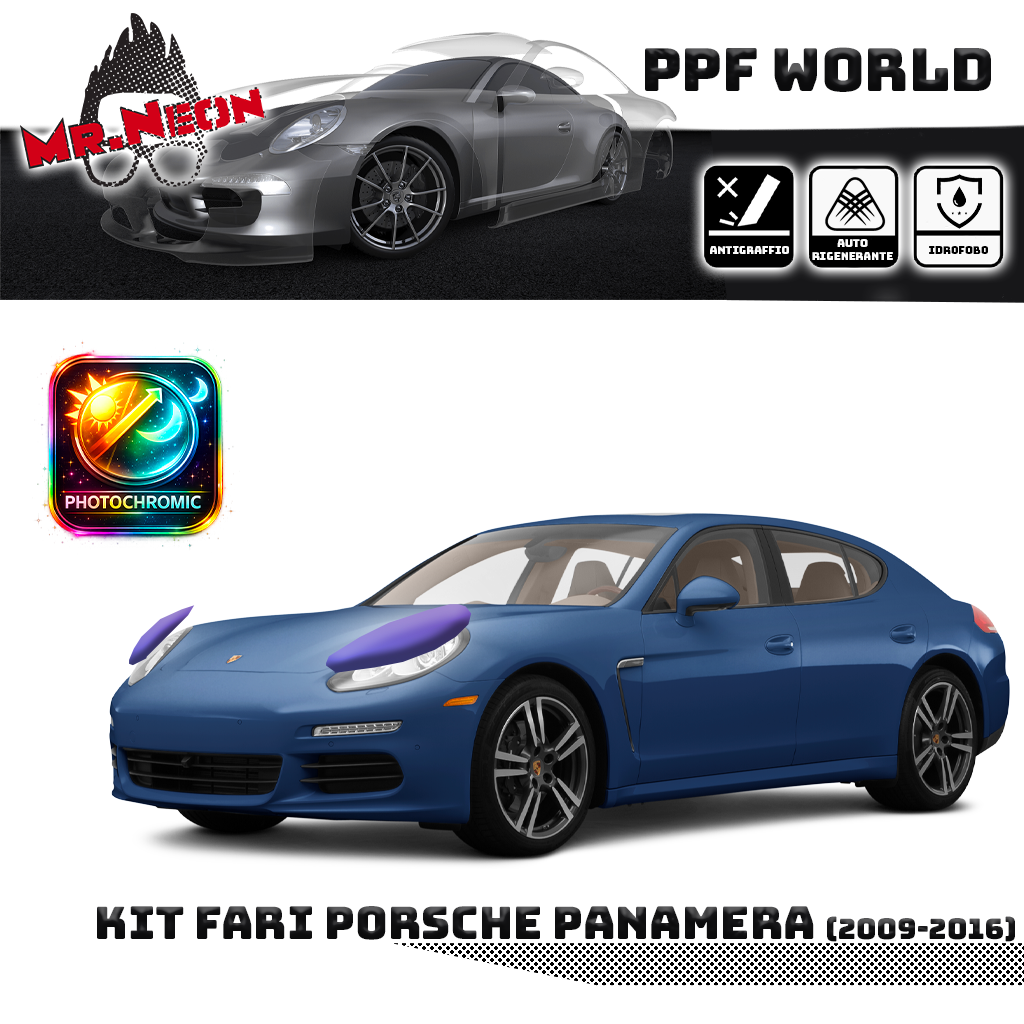 Kit Pellicola Protettiva Fari Porsche Panamera 970 (2009–2016) – PPF Trasparente o Fotocromatico Pretagliato