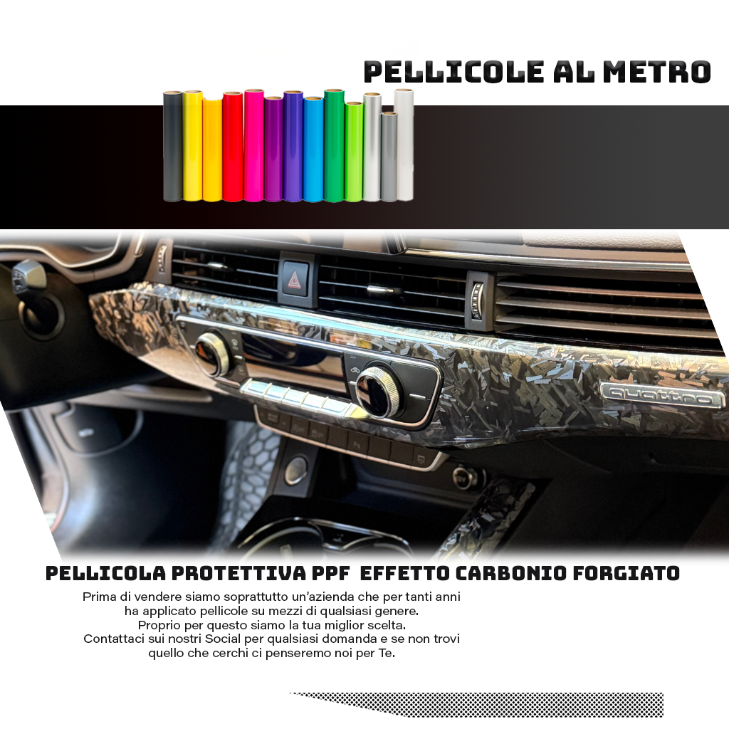 Pellicola PPF Effetto Carbonio Forgiato – Protettiva Anti Graffio – Vari Formati 152 cm