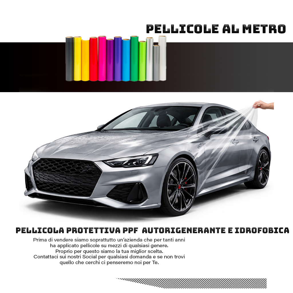 Pellicola PPF Protettiva Trasparente Idrofobica 194 Micron – Fogli 50x50 / 100x100 / 152x152 cm