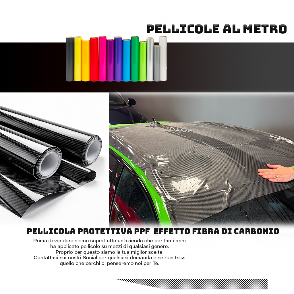 Pellicola PPF Effetto Fibra di Carbonio – Protettiva Anti Graffio – Vari Formati 152 cm
