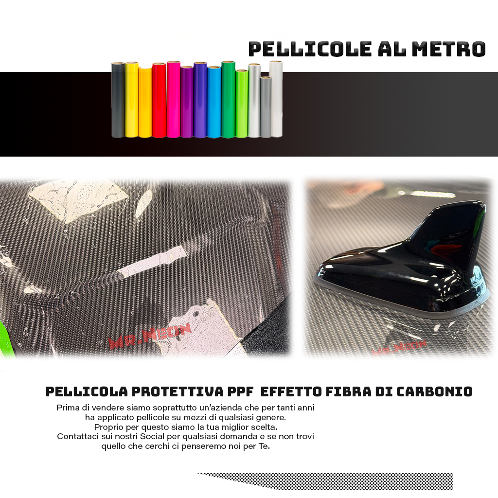 Pellicola PPF Effetto Fibra di Carbonio – Protettiva Anti Graffio – Vari Formati 152 cm