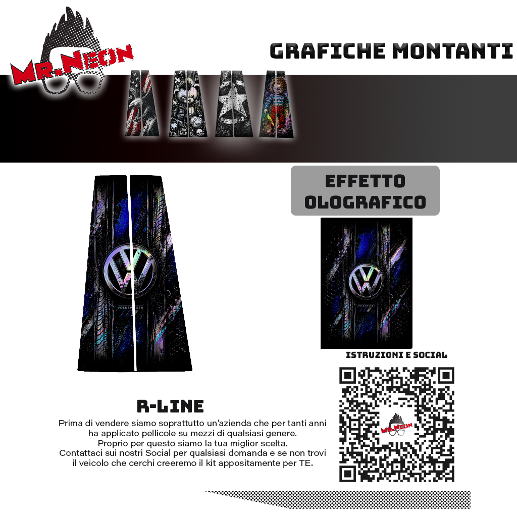 Kit Montanti Auto VW R Performance Holographic – Volkswagen Adesivi Grafici Laterali