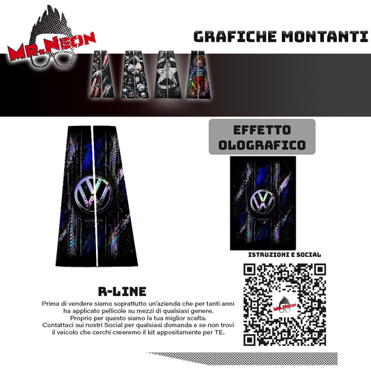 Kit Montanti Auto VW R Performance Holographic – Volkswagen Adesivi Grafici Laterali