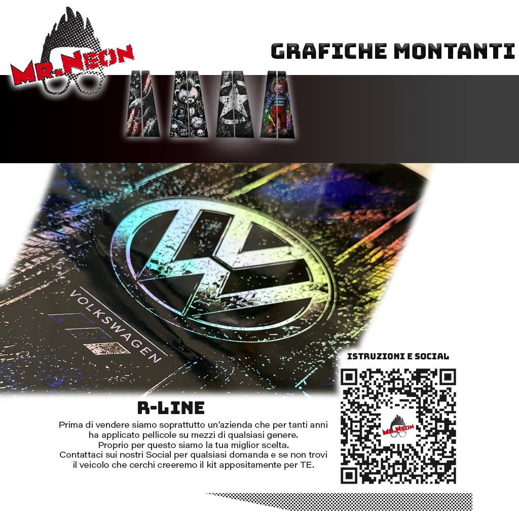 Kit Montanti Auto VW R Performance Holographic – Volkswagen Adesivi Grafici Laterali