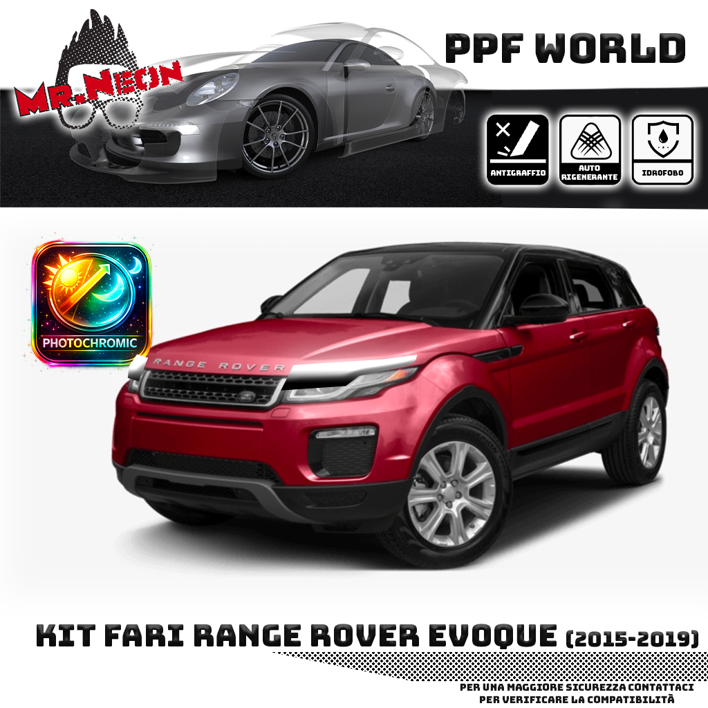 Kit PPF Fari Anteriori compatibile con Range Rover Evoque (2015–2019) – Pellicola Protettiva Pretagliata