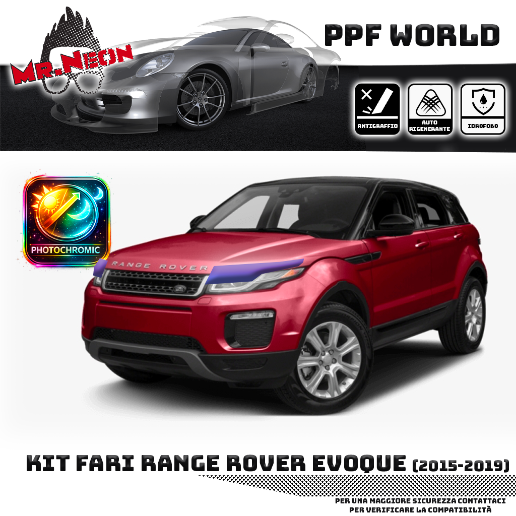 Kit PPF Fari Anteriori compatibile con Range Rover Evoque (2015–2019) – Pellicola Protettiva Pretagliata