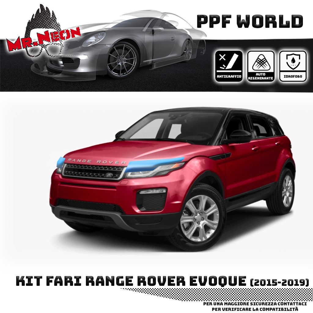 Kit PPF Fari Anteriori compatibile con Range Rover Evoque (2015–2019) – Pellicola Protettiva Pretagliata