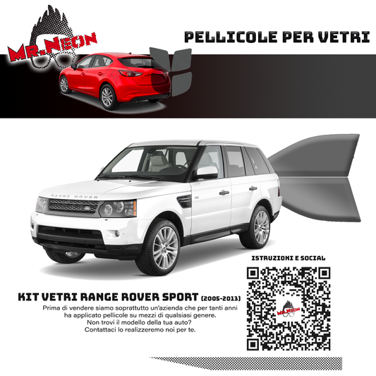 Kit Pellicole Oscuramento Vetri Anteriori Range Rover Sport 2005-2013 – Pretagliati