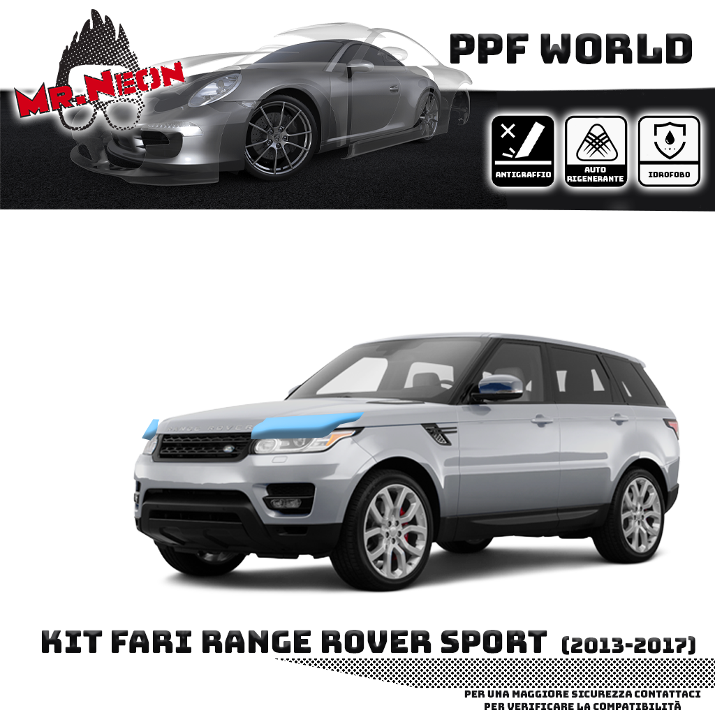 Kit Pellicola Protettiva Fari Range Rover Sport L494 2013-2017 – PPF Trasparente o Fotocromatico Pretagliato