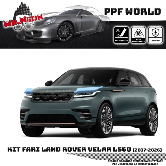 Kit Pellicola Protettiva Fari Range Rover Velar L560 2017-2026 - PPF Trasparente o Fotocromatico Pretagliato