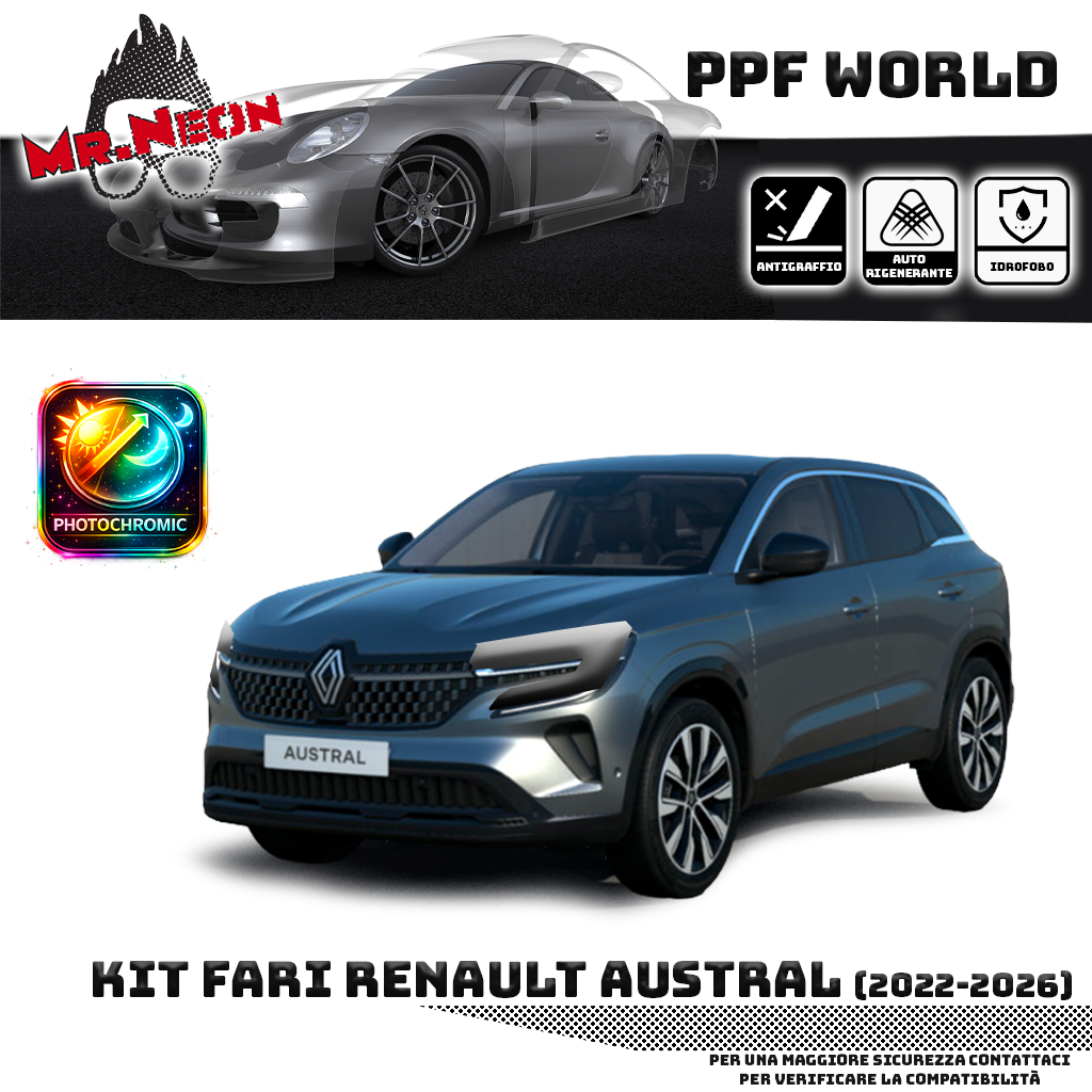 Kit Pellicola Protettiva Fari Renault Austral 2022-oggi – PPF Trasparente o Fotocromatico Pretagliato
