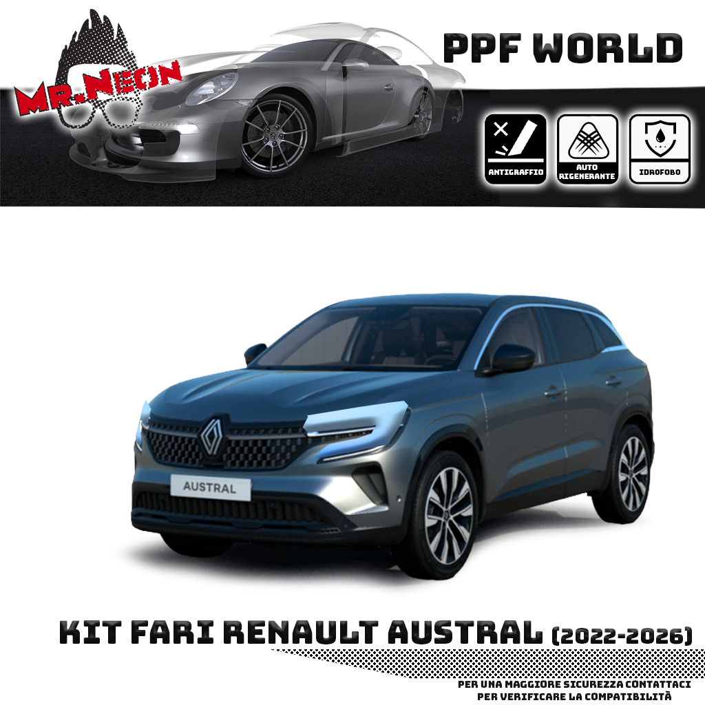 Kit Pellicola Protettiva Fari Renault Austral 2022-oggi – PPF Trasparente o Fotocromatico Pretagliato