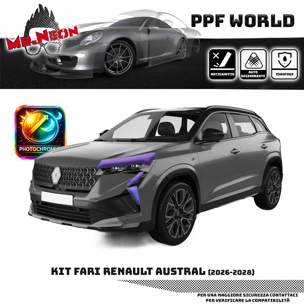 Kit PPF Fari Anteriori Renault Austral 2026-in poi – Trasparente o Fotocromatico Pretagliato