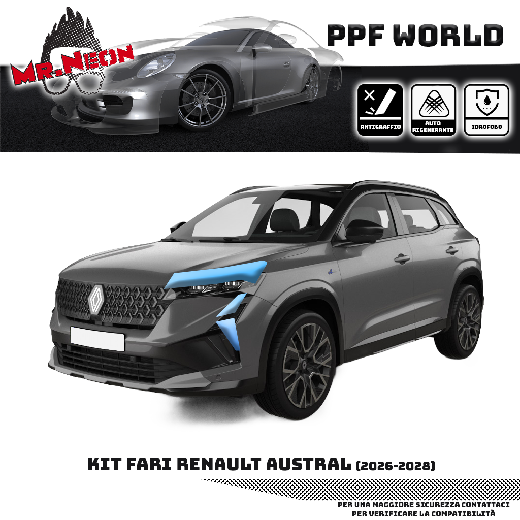 Kit PPF Fari Anteriori Renault Austral 2026-in poi – Trasparente o Fotocromatico Pretagliato