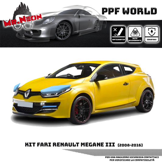 Kit Pellicola Protettiva Fari Renault Mégane 3 2008-2016 – PPF Trasparente o Fotocromatico Pretagliato