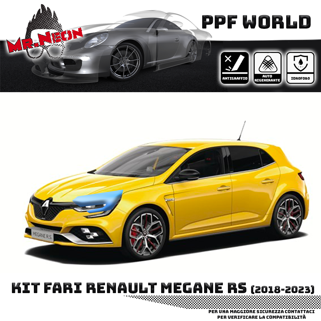 Kit Pellicola Protettiva Fari Renault Megane RS (2018–2023) – PPF Trasparente o Fotocromatico Pretagliato