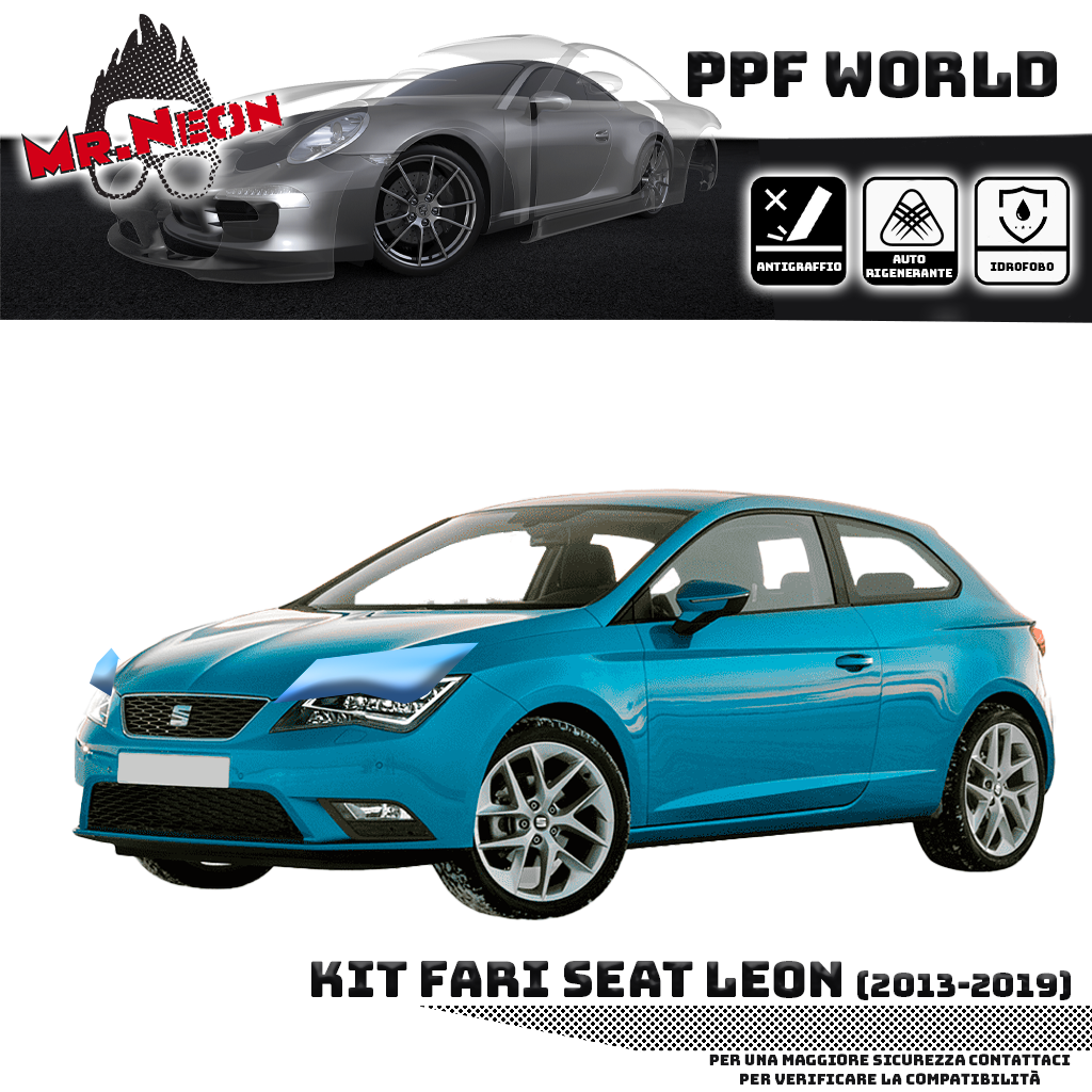 Kit Pellicola Protettiva Fari Seat Leon 5F (2013–2019) – PPF Trasparente o Fotocromatico Pretagliato