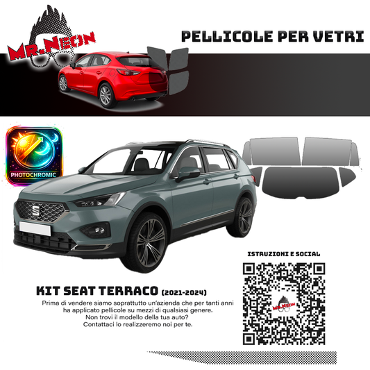 Kit Pellicole Oscuranti Vetri Posteriori SEAT Tarraco (2021–2024) – Pretagliate Fotocromatiche o 65% 80% 95%