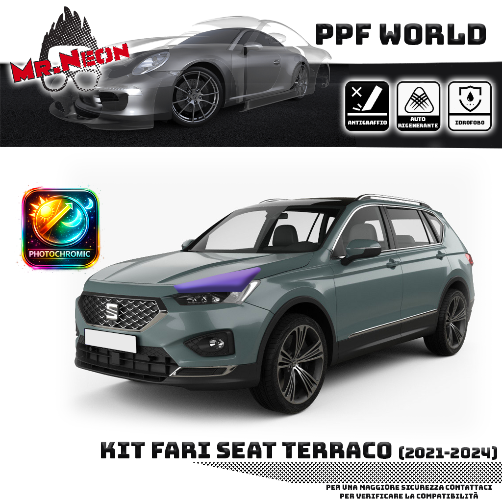 Kit Pellicole Protettiva Fari SEAT Tarraco (2021-2024) - PPF Trasparente o Fotocromatico Pretagliato