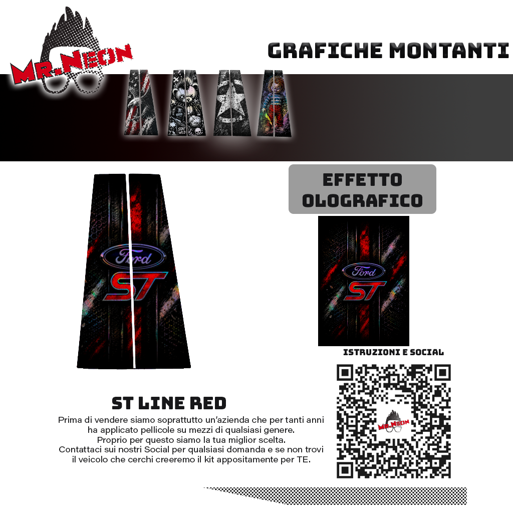 Kit Montanti Auto ST-Line Red – Ford ST Adesivi Grafici Laterali