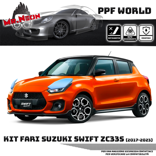 Kit Pellicola Protettiva Fari Suzuki Swift Sport ZC33S 2017-2024 – PPF Trasparente o Fotocromatico Pretagliato