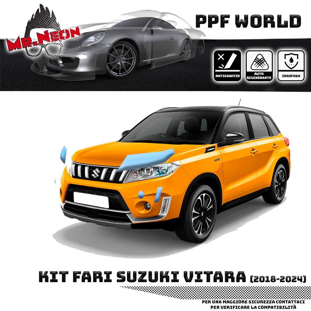 Kit Pellicola Protettiva Fari Suzuki Vitara 2018-2024 – PPF Trasparente o Fotocromatico Pretagliato