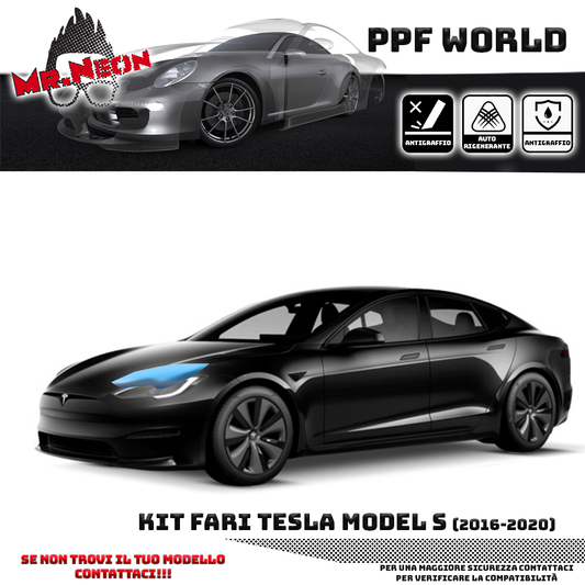 Kit Pellicola Protettiva Fari Tesla Model S (2016–2020) – PPF Trasparente o Fotocromatico Pretagliato