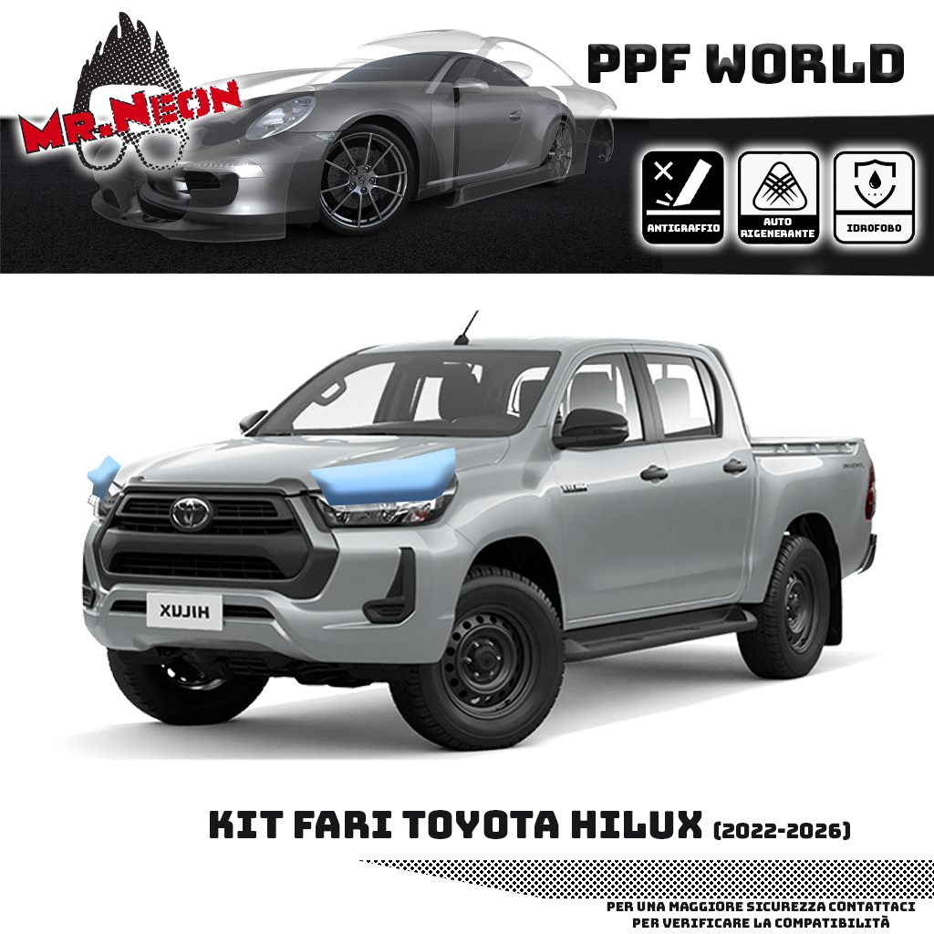 Kit Pellicola Protettiva Fari Toyota Hilux 2022 – PPF Trasparente o Fotocromatico Pretagliato